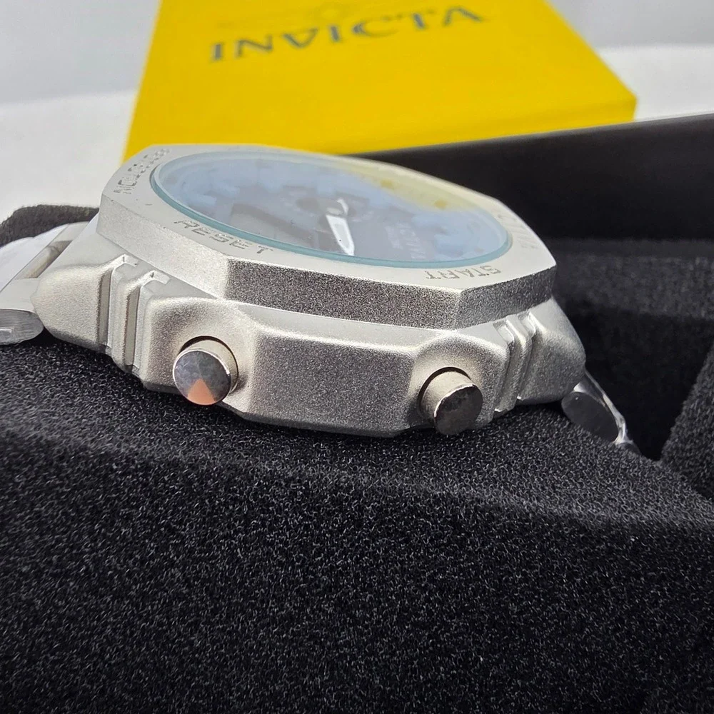 Activa by Invicta Dual Time Watch Silver Blue Dial Analog Digital 43015 Mens